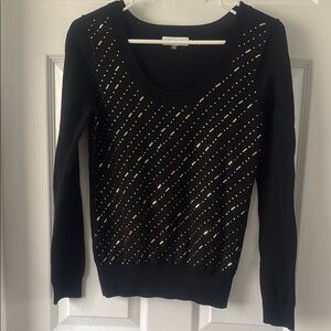 Calvin Klein Black and Gold Crew Neck Sweater with Metallic Accents